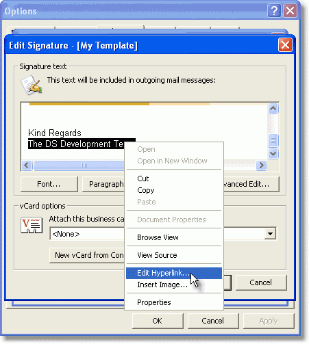 how to add signature in outlook 2003