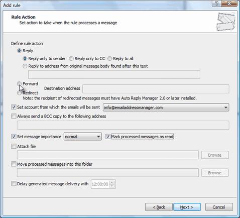 outlook redirect and forward